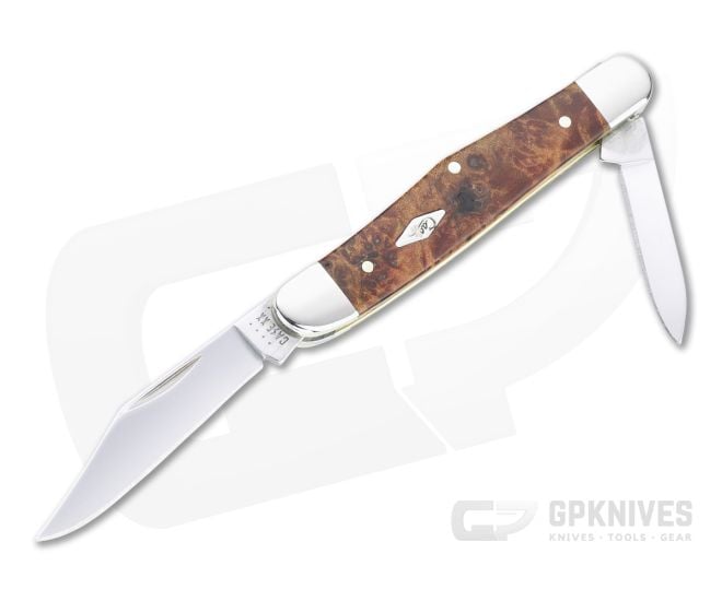 Case Half Whittler Smooth Autumn Maple Burl Wood Slip Joint Knife For Sale