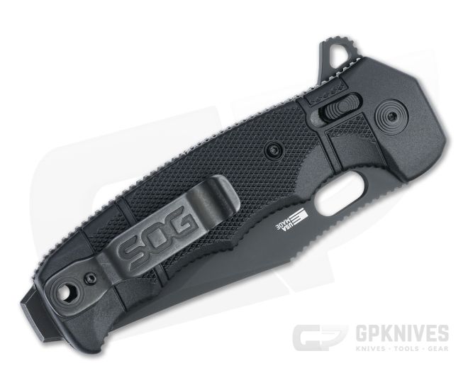 SOG Seal XR Clip Point Black Partially Serrated S35VN GRN