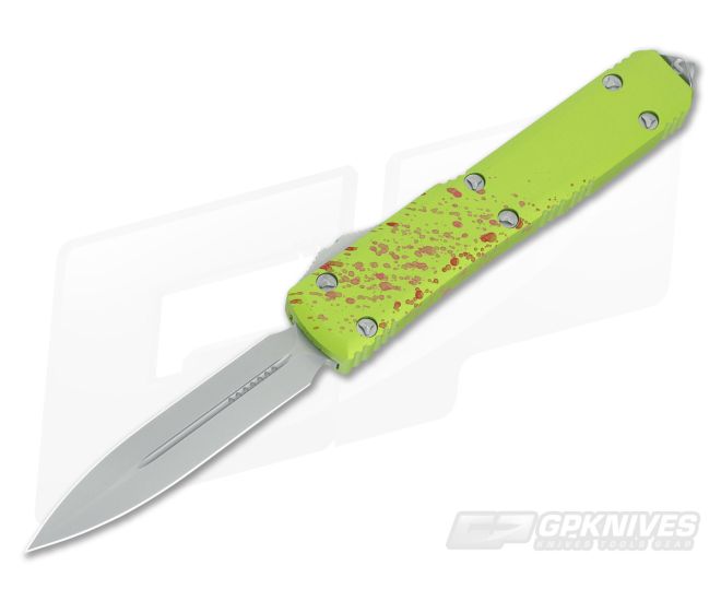 Microtech Knives Ultratech Zombie 3.44" Double Edge Green Contoured