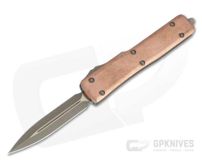Microtech UTX70 Signature Double Edge Apocalyptic Bronze 204P Copper