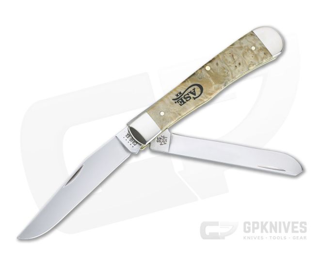 CASE XX WR Pocket Knife Trapper - Natural Box Elder Wood Item #16560 - (7254 SS) - Length Closed: 4 1/8 Inches