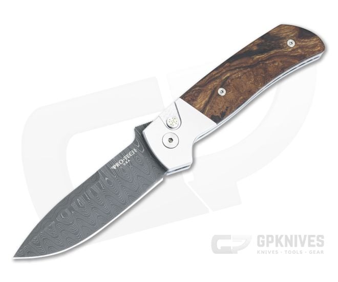 Protech Knives Terzuola Custom ATCF Auto with Damascus and Iron Wood