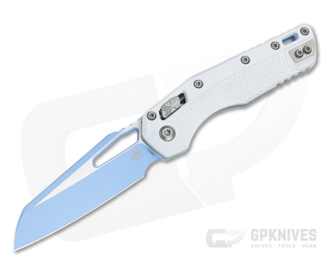 Microtech MSI S/E - White Polymer - Sky Blue Blade