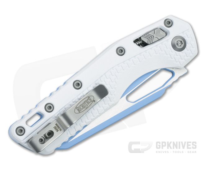 Microtech MSI S/E - White Polymer - Sky Blue Blade