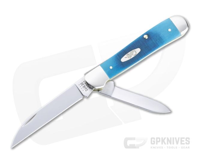 Case Copperhead Caribbean Blue Sawcut Jig Bone Slip Joint Folding