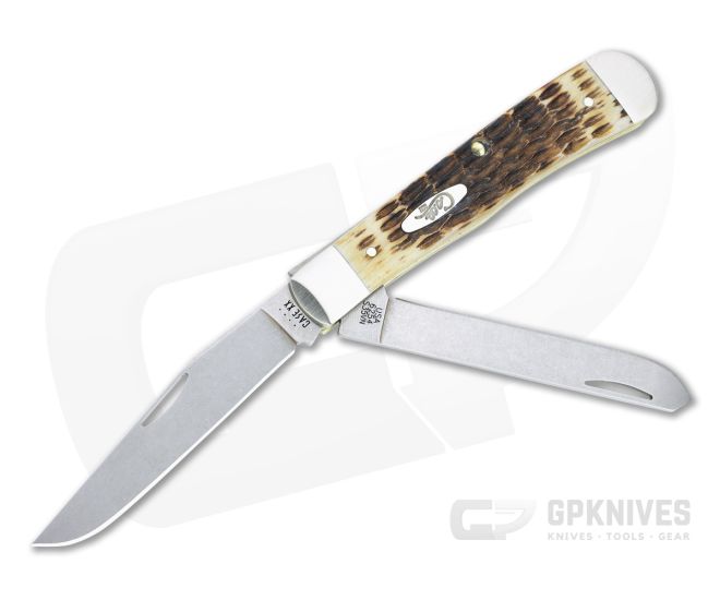 Case Trapper Stonewashed S35VN Burnt Amber Jig Bone Slip