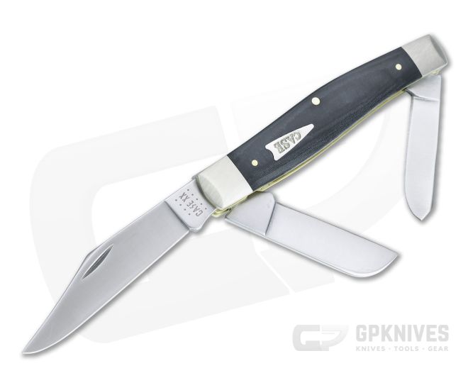Case Large Stockman Smooth Black Micarta Slip Joint Folding Knife for Sale