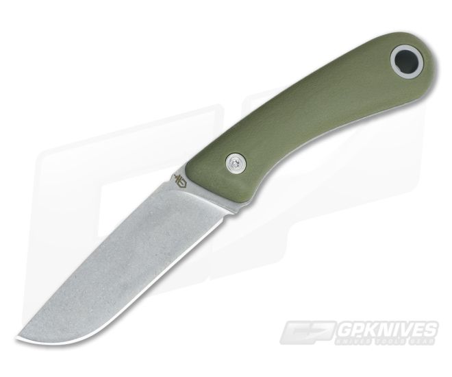 Gerber Spine Plain Edge Sage Green Rubber Fixed Blade Knife For Sale