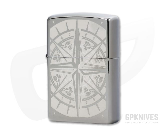 Zippo Windproof Lighter Engraved Compass Black Ice