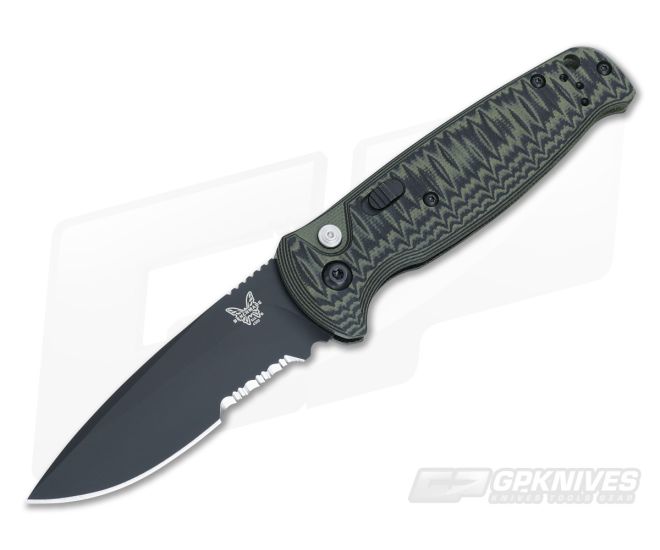 Benchmade CLA Automatic Knife Green Black G10 Handle Black Serrated