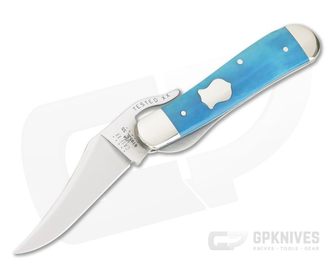 Case Russlock Caribbean Blue Smooth Bone Liner Lock Folding Knife