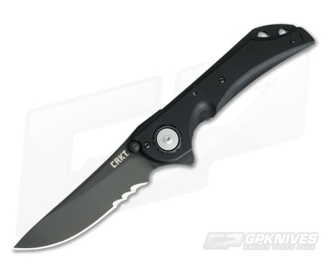 CRKT Seismic Ikoma Deadbolt Lock G10 Serrated Black PVD Flipper Knife