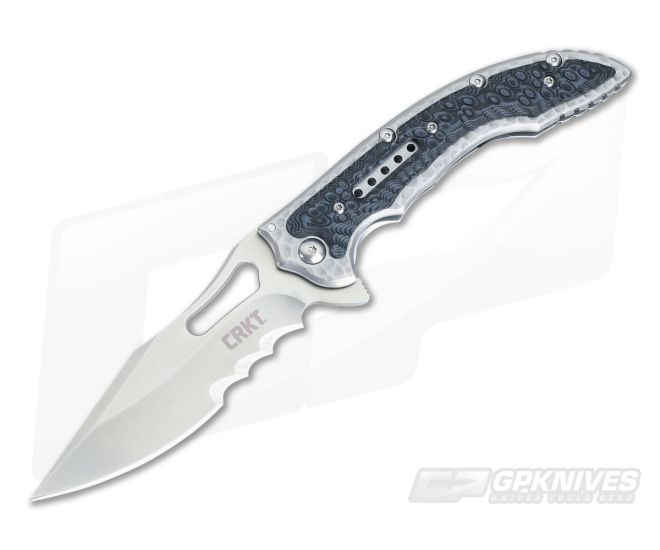 CRKT Fossil Black Clip Point Veff Serrations IKBS Flipper 5473