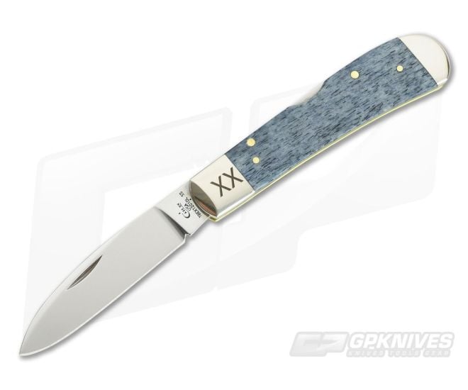 Case Tribal Lock Smooth Navy Blue Giraffe Bone Handle Back Lock 64109 knife for Sale