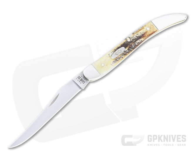 Case Medium Texas Toothpick 6.5 BoneStag Slip Joint Folding Knife For Sale