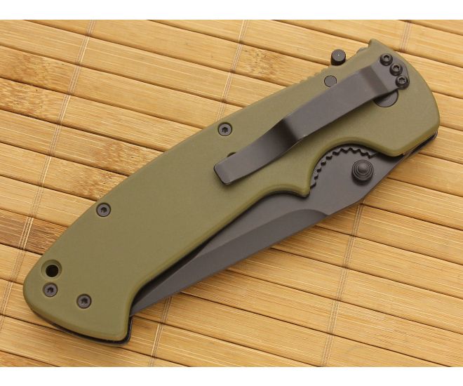 CRKT Crawford Kasper Black Plain Folder OD Green Zytel Handle 6773KOD
