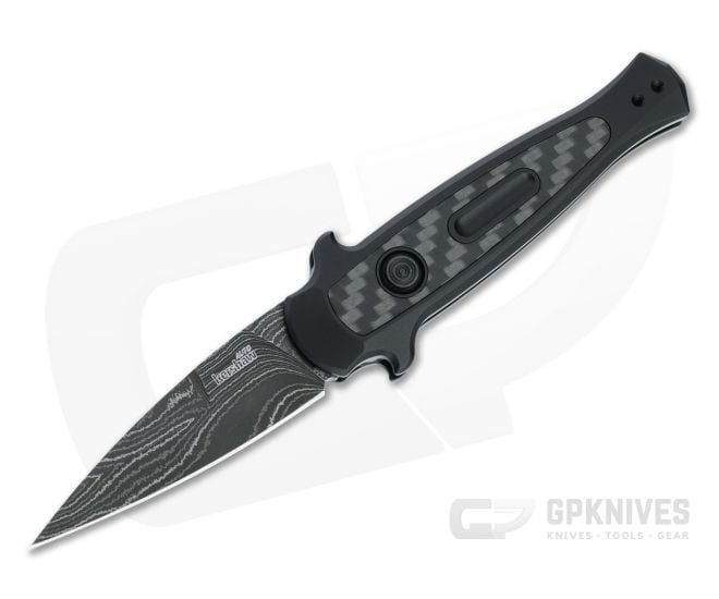 Kershaw Launch 12 Damascus Mini Stiletto Black Aluminum Carbon Fiber