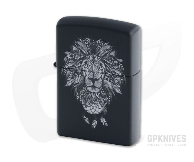 Zippo Lighter Aztec Lion Matte Black Windproof Lighter 77418