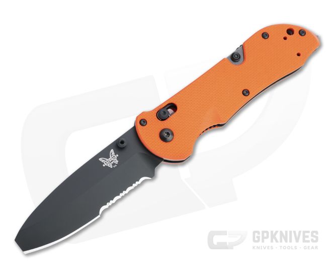 Benchmade Triage Blunt Tip Black Serrated N680 Orange G10 AXIS Lock