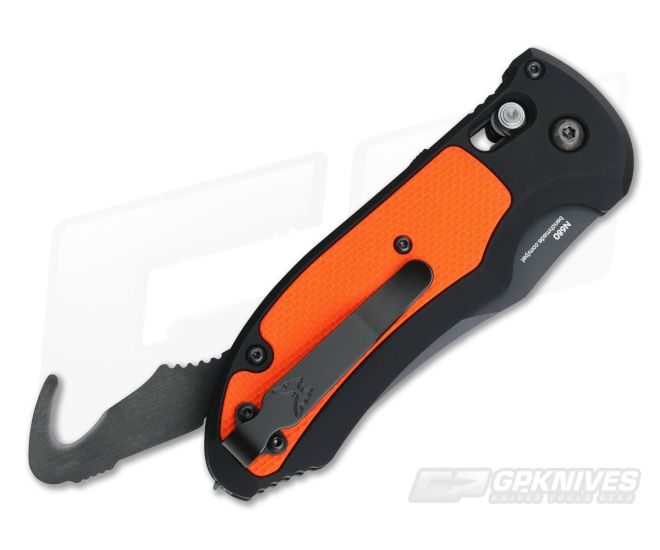 Benchmade 9170sbk Org Serrated Auto Triage Orange And Black Handle Black Blade