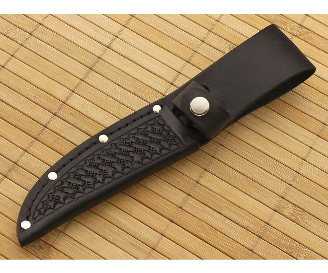 Leather Fixed Blade Knife Sheath 4" Black