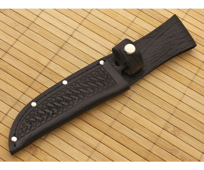 Leather Fixed Blade Knife Sheath 5" Black