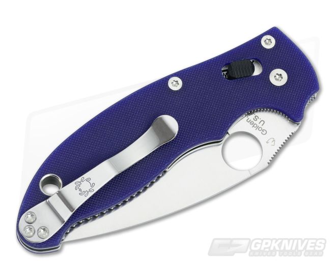 Spyderco c101gpdbl2 manix 2 dark blue s110v steel plain edge folding knife. 
