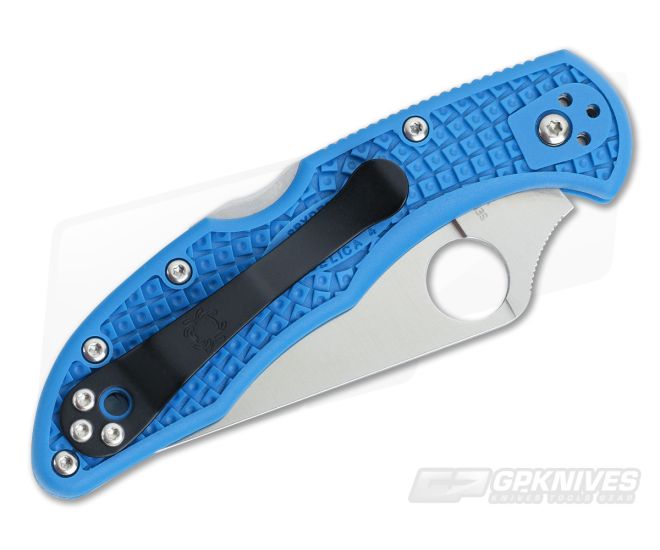 Spyderco Delica 4 Flat Ground VG10 Satin Plain Blade Blue FRN Handles C11FPBL
