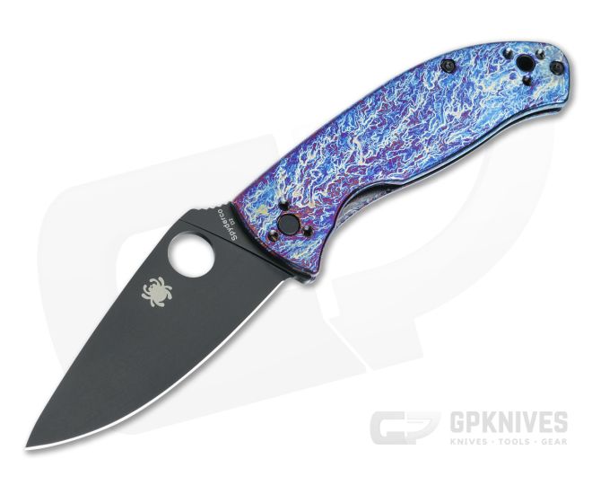 Spyderco Tenacious - Blue Disarray Titanium - Black D2 - C122TIBLBKD2P