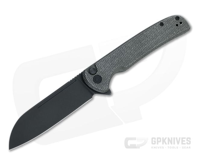CIVIVI Chevalier Black Stonewashed 14C28N Green Micarta Button Lock Flipper Folding Knife For Sale