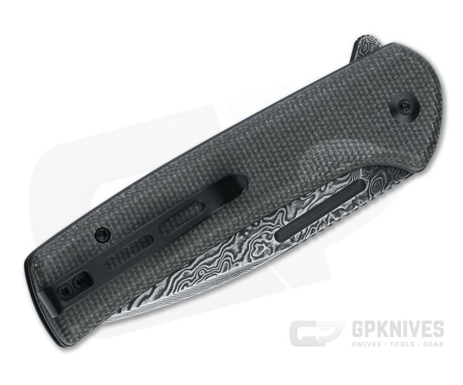 CIVIVI Conspirator Black Damascus Dark Green Micarta Button