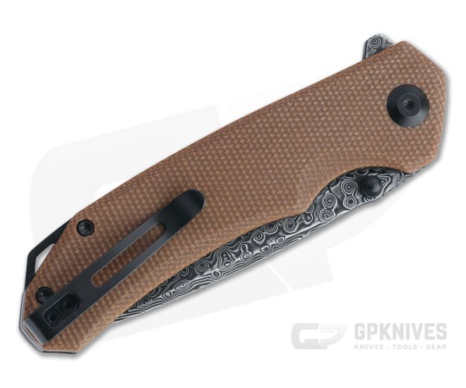 CIVIVI Brazen Drop Point Brown Micarta Black Damascus Liner
