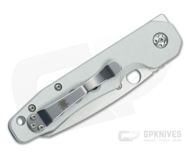 Toscaバレル65mm Spyderco Smock - Aluminum Handle - Satin CruWear Blade C240ALCWP