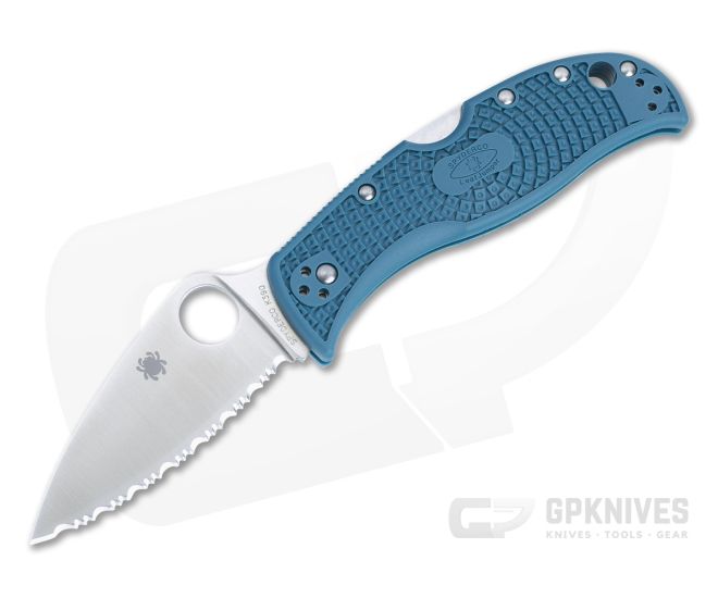 Spyderco Leafjumper Fully Serrated K390 Blue FRN C262SBLK390