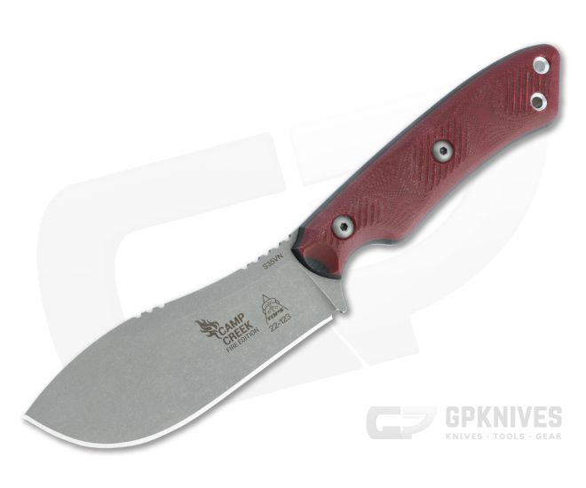 TOPS Knives Camp Creek Fire Edition Tumbled S35VN Red and Black G10
