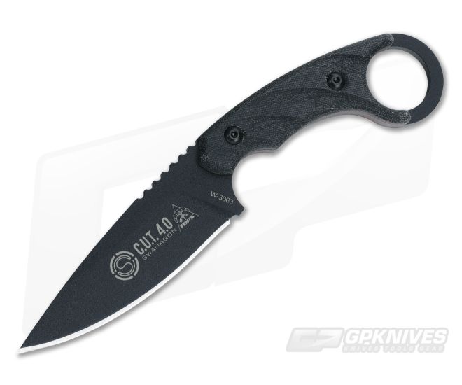 TOPS Knives C.U.T. 4.0A BlackOut Edition Black Micarta Fixed Knife CUT