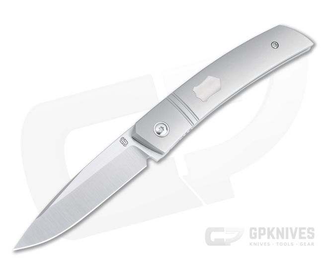 Jared Oeser F22 KICKSTOP Flipper Satin Shield Faux Bolster Titanium Folding Knife