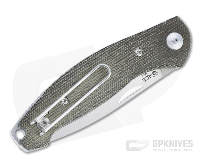 GiantMouse ACE Farley Satin M390 Green Canvas Micarta Slip Joint