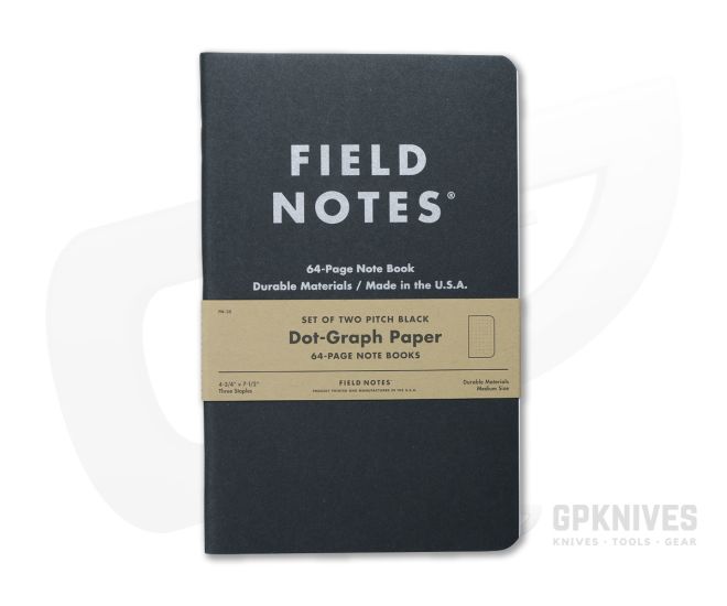 Field Notes Pitch Black Large Notebook Dot Graph Paper 2Pack FN35