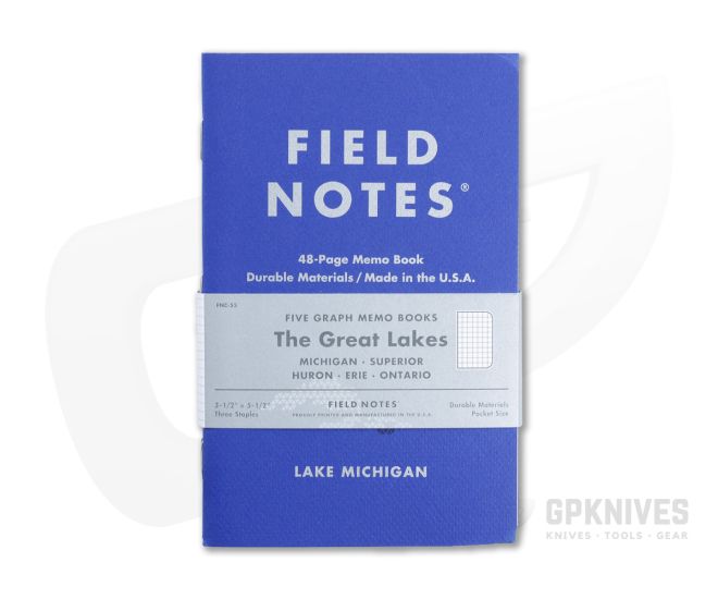 Field Notes Great Lakes Blue Graph Paper Notebooks 5Pack FNC55