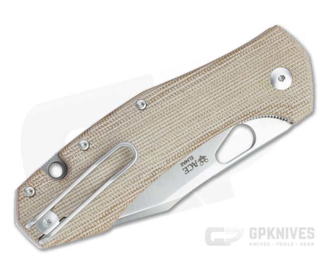 GiantMouse ACE Grand Natural Canvas Micarta Satin Elmax Liner Lock