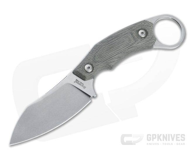 LionSteel H1 Skinner M390 Green Canvas Micarta Fixed Blade Ring Knife