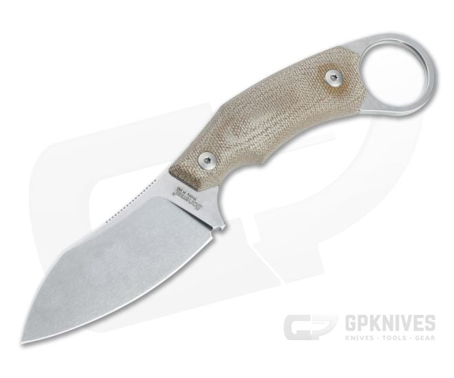 LionSteel H1 Skinner M390 Natural Canvas Micarta Fixed Blade Ring Knife