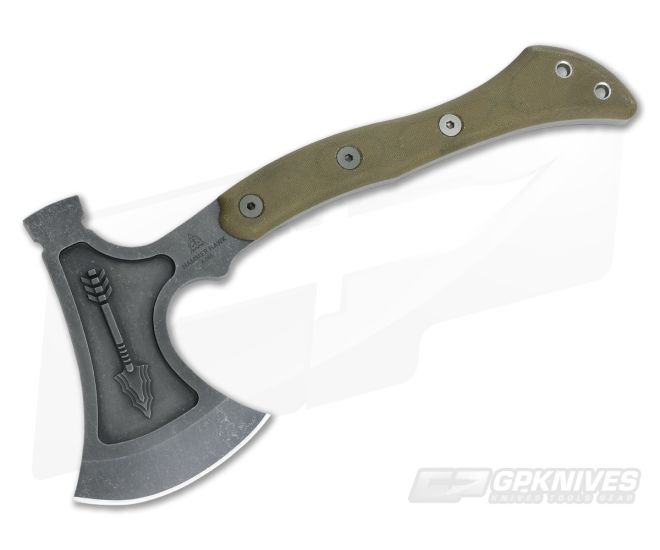 TOPS Hammer Hawk Tungsten 1075 Green Micarta Tactical Tomahawk For Sale