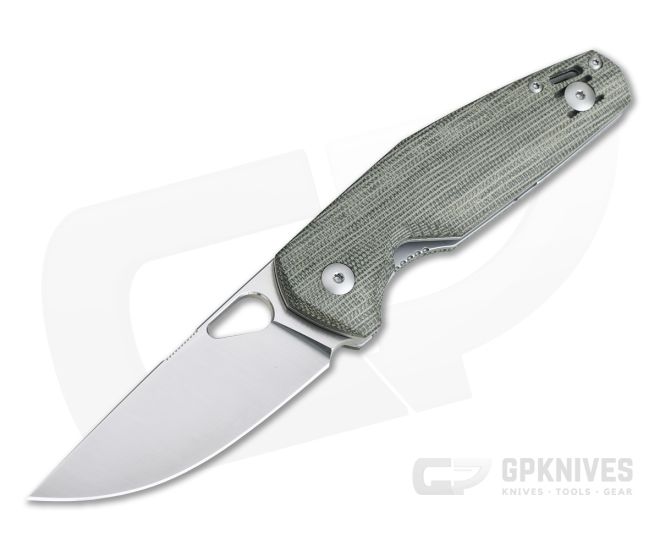 GiantMouse Nimbus V2 Satin Elmax Green Canvas Micarta Folding