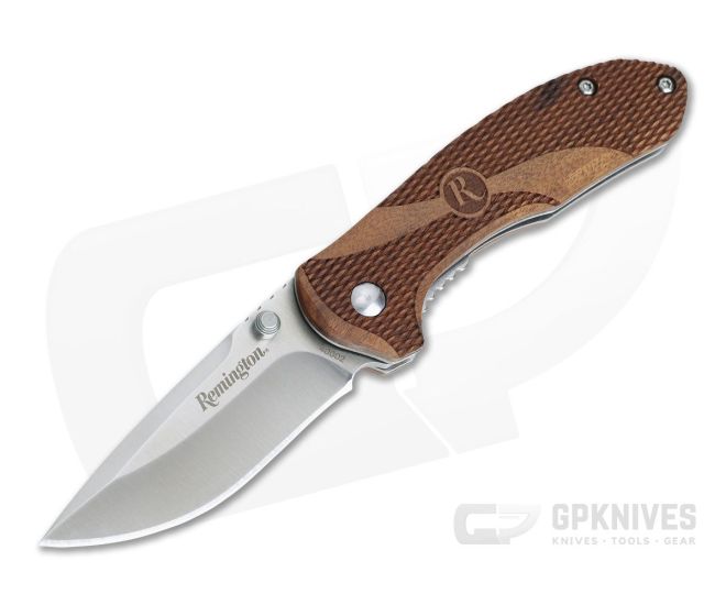 Remington Heritage Series R40002 Drop Point Wood Handled Liner Lock Folding  Knife For Sale