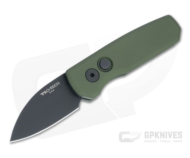 Protech Runt 5 Wharncliffe Black DLC 20CV Smooth Green