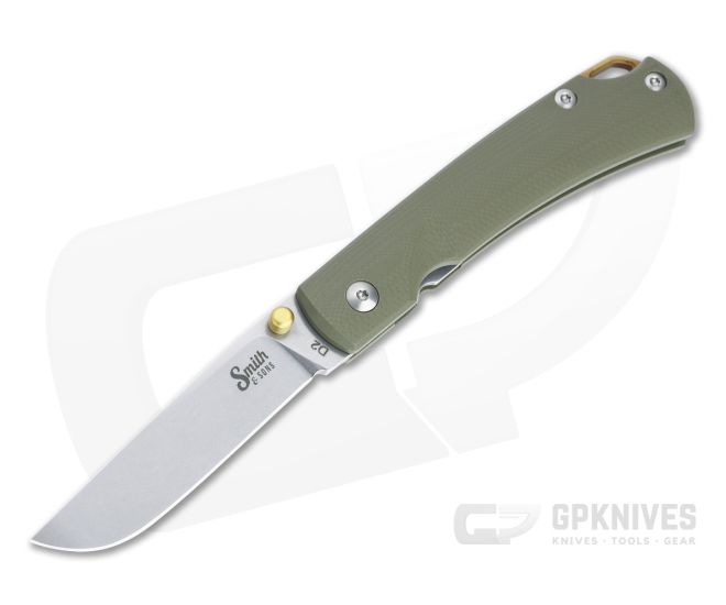 Smith & Sons Ox Sodbuster D2 OD Green G10 Liner Lock Folding Knife