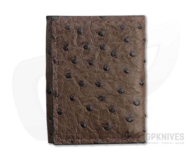 Yoder Leather Company Brown Ostrich Trifold Wallet For Sale