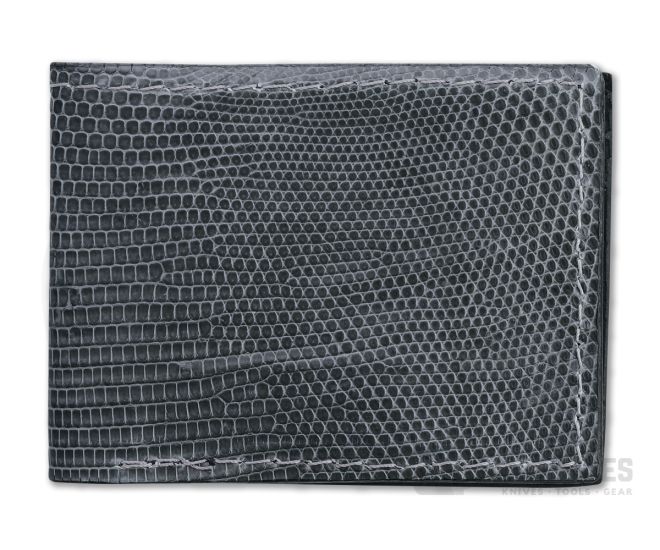 Yoder Leather Company Gray Lizard Regular ID Window Bifold Wallet For Sale
